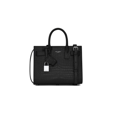YSL SAC DE JOUR IN CROCODILE-EMBOSSED LEATHER-NANO 392035DND1N1000 (22*18*10.5cm)